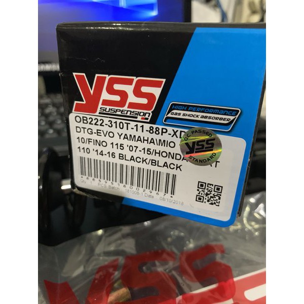 SHOCK YSS HYBRID EVO MATIC 310 mm HITAM MIO - BEAT - VARIO - SCOOPY RACING ORIGINAL ORI
