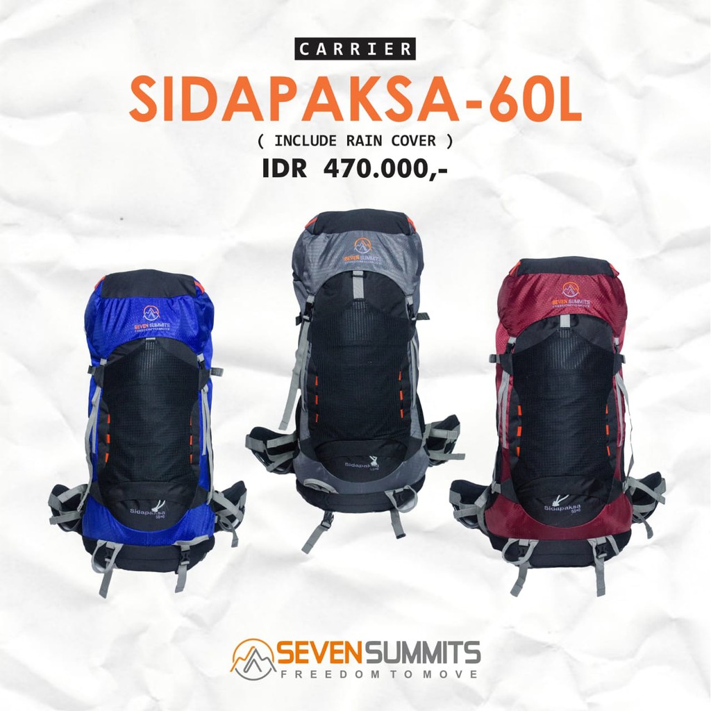 Carrier Seven Summit Sidapaksa 60L Free Rain Cover / Tas Punggung Outdoor