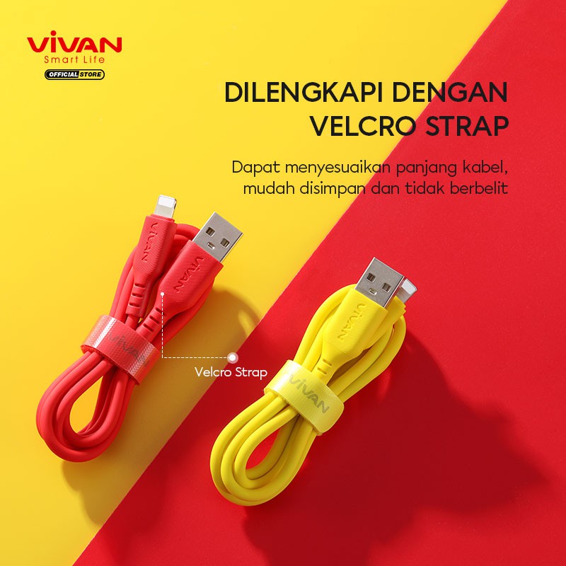 VIVAN Kabel Data iPhone 2.4A Silicone Full SR Coverage Quick Charge Garansi 1 Tahun VSL100