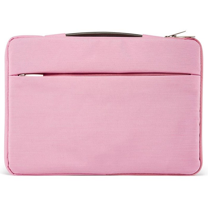 Tas Laptop Macbook Softcase Sleve Nylon Leather Strap 15 inch - pink