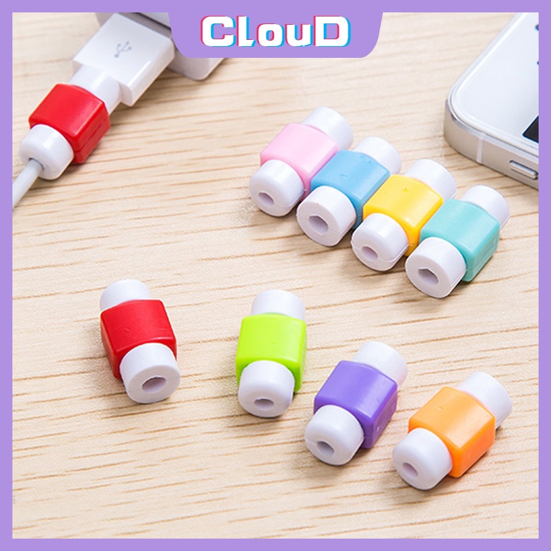 1pc / 5pcs Pelindung Kabel Data USB Warna Permen Untuk iPhone / Android