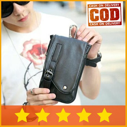[BISA COD] Tas Selempang Kulit Pria Mini Kecil Multifungsi Tas Pinggang HP Cowok Keren Murah TSS040