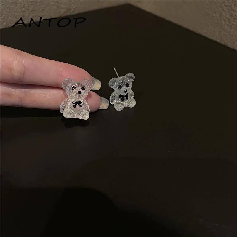 Anting Tusuk Motif Beruang Simple Bahan Resin Untuk Wanita