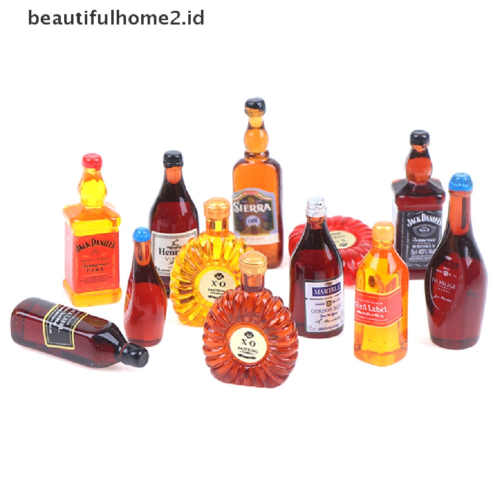 (beautifulhome2.id) 10pcs / Set Miniatur Botol Minuman Skala 1: 12 Untuk Aksesoris Dapur Rumah Boneka