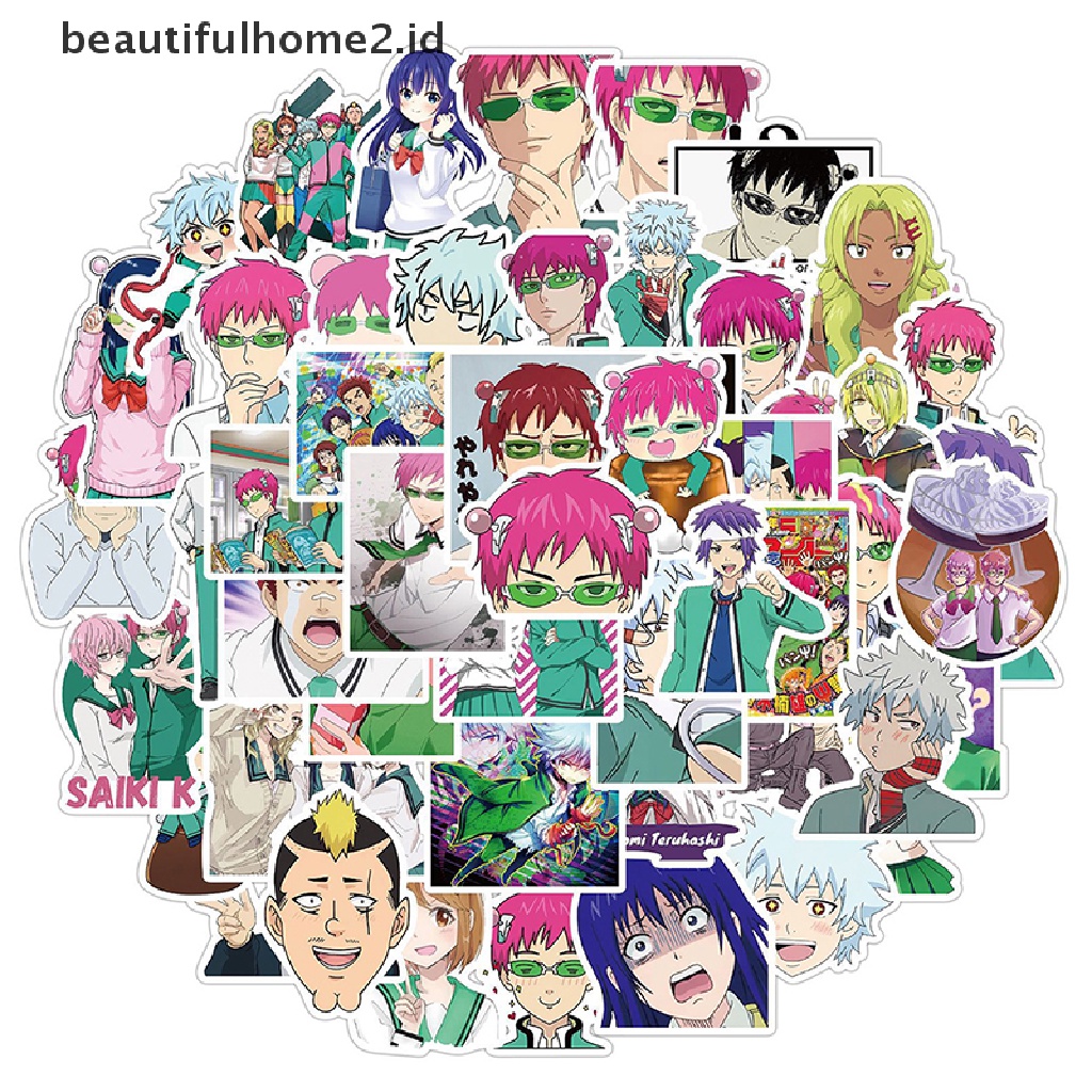 (beautifulhome2.id) 50pcs Stiker Graffiti Saiki Kusuo no sai-nan Untuk Laptop / Skateboard