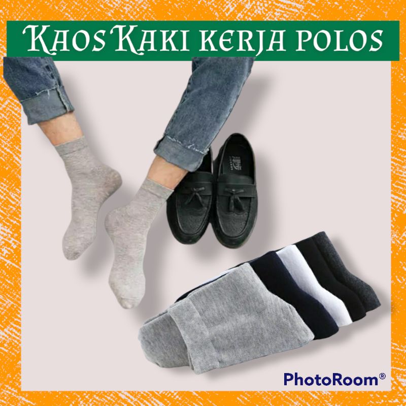 TERMURAH KAOS KAKI PENDEK POLOS PRIA WANITA DEWASA KAOS KAKI KERJA 3/4 MEN POLOS