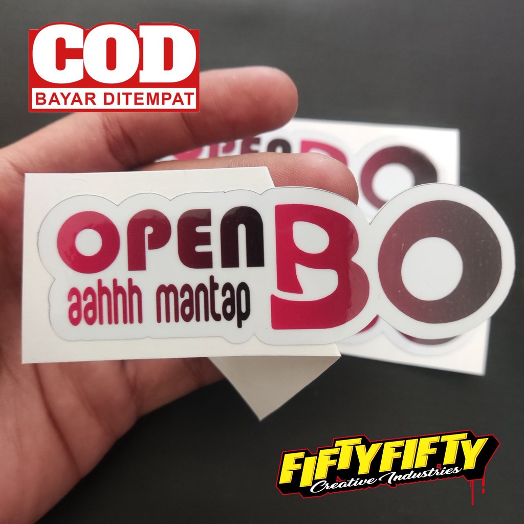 Stiker Print Cut OPEN BO Stiker Printing Laminasi Glossy Stiker Motor Mobil Helm Sudah Membentuk Pola Desain