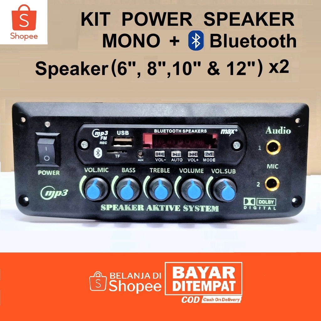 Jual Kit Power Speaker Aktif Mp Bluetooth Mono Gt U Subwoofer Audio Watt Shopee