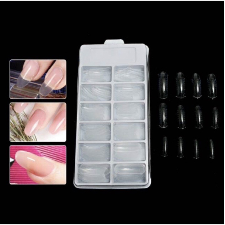 100 PCS Fake Nail Natural  Kuku Palsu Dual Form Extension Cetakan Kuku Polygel KU018