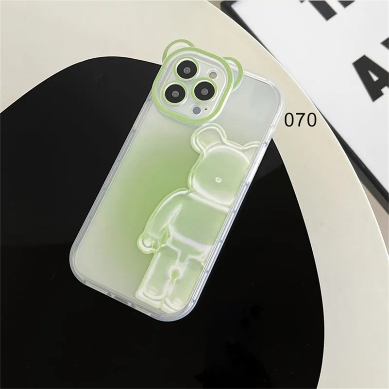 Soft Case Pelindung Lensa Transparan Motif Beruang Warna-Warni Untuk iPhone 14 13 12 11 Pro Max X Xr Xs Max SE 8 7 6 6s Plus