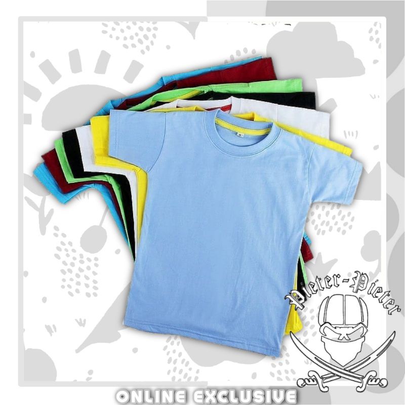 Kaos polos anak usia 1-10 tahun bahan combed 30s adem murah