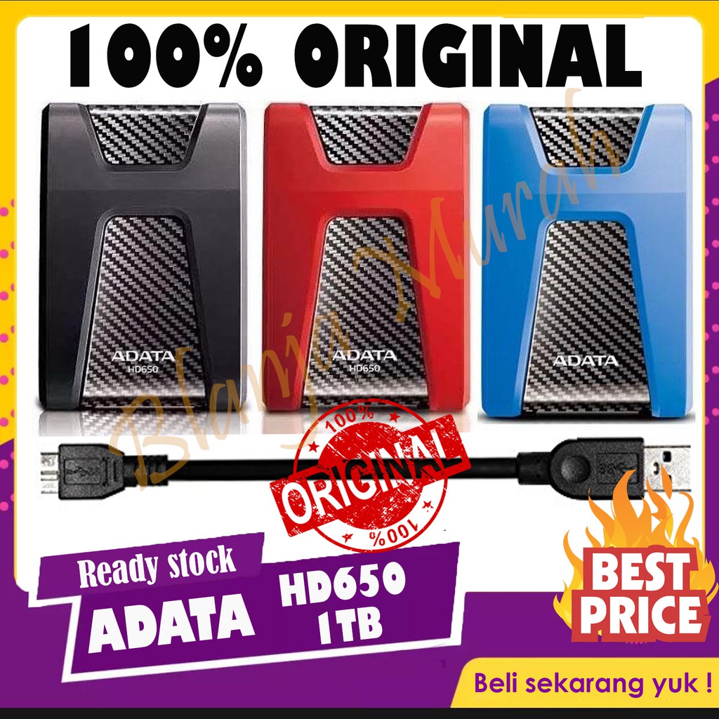 Hardisk Eksternal HD650 Antishock Adata Waterproof USB 3.0 2.5&quot;