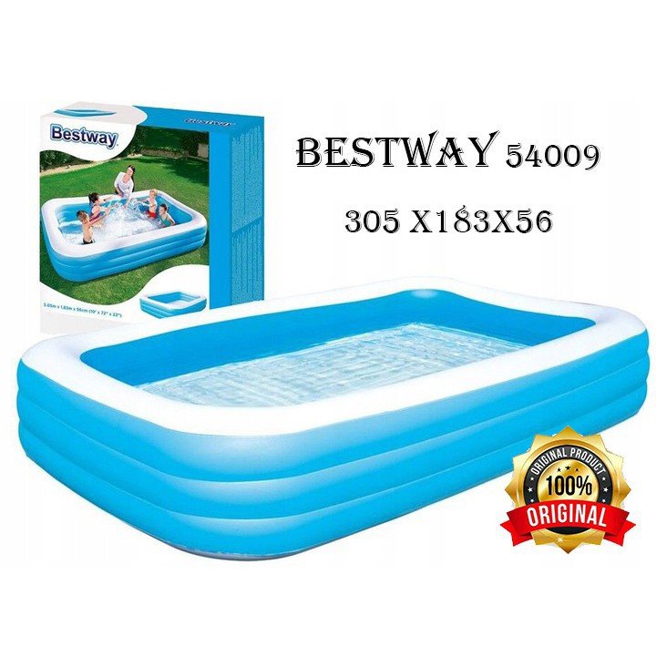 BESTWAY - KOLAM RENANG ANAK KELUARGA SUPER JUMBO TYPE 54009 (UKURAN 305x183x56 CM)