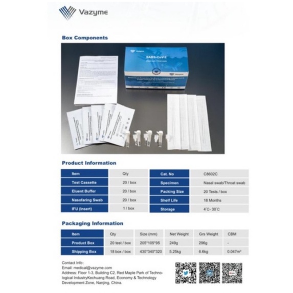 Alat Test Swab Antigen Hidung Vazyme Termurah 100% Original