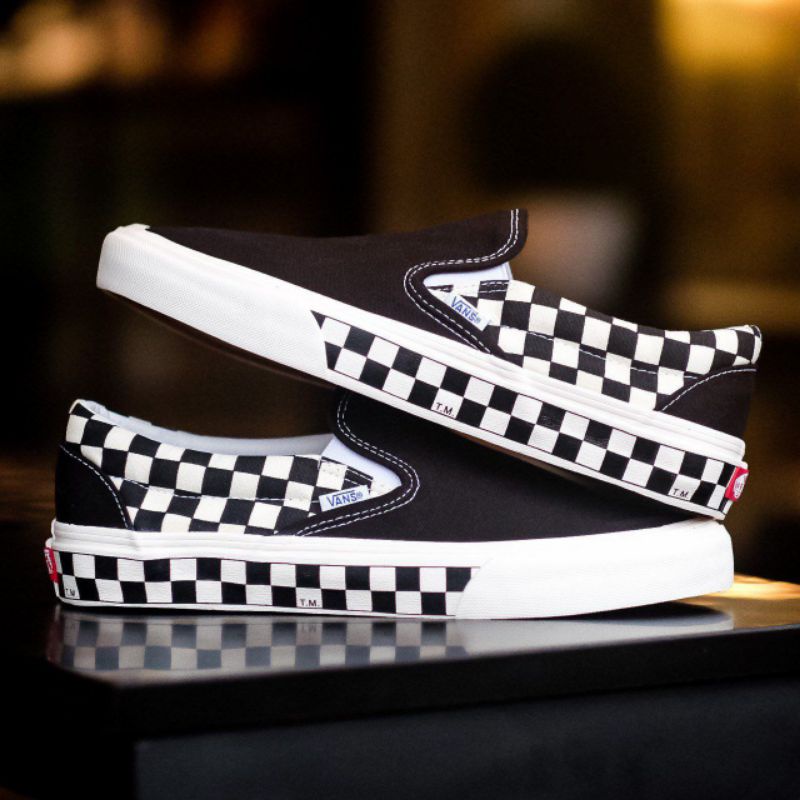 Jual Original!! Vans Slip On Sidewall Chekerboard Black / White