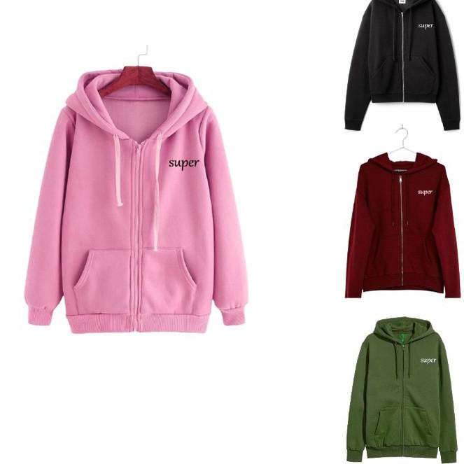 {MURMER} DaveCollection - Jaket Hoodie Wanita Babyterry Size L - XL SUPER AK151