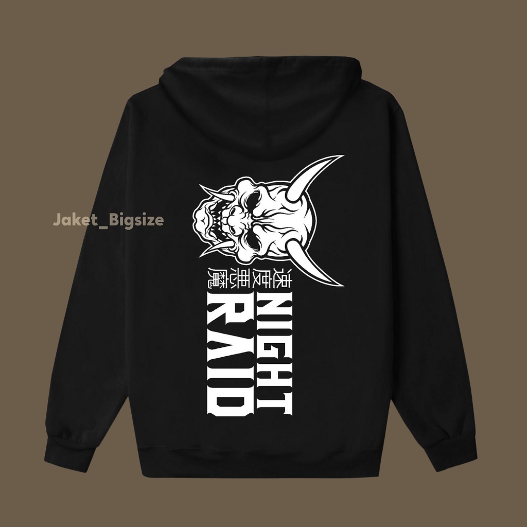 Hodie Hudi Hoodie Ziper Jacket Tengkorak Night Raid jumbo bigsize pria wanita ukuran m l xl xxl xxxl xxxxl xxxxxl