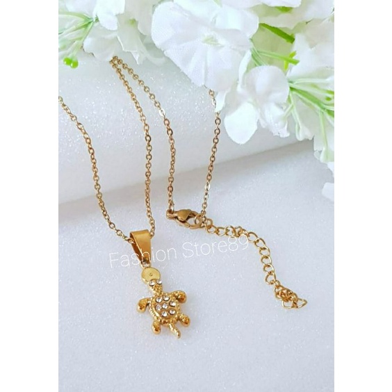 Kalung Kura-kura import Fashion unik titanium gold silver antikarat antialergi import