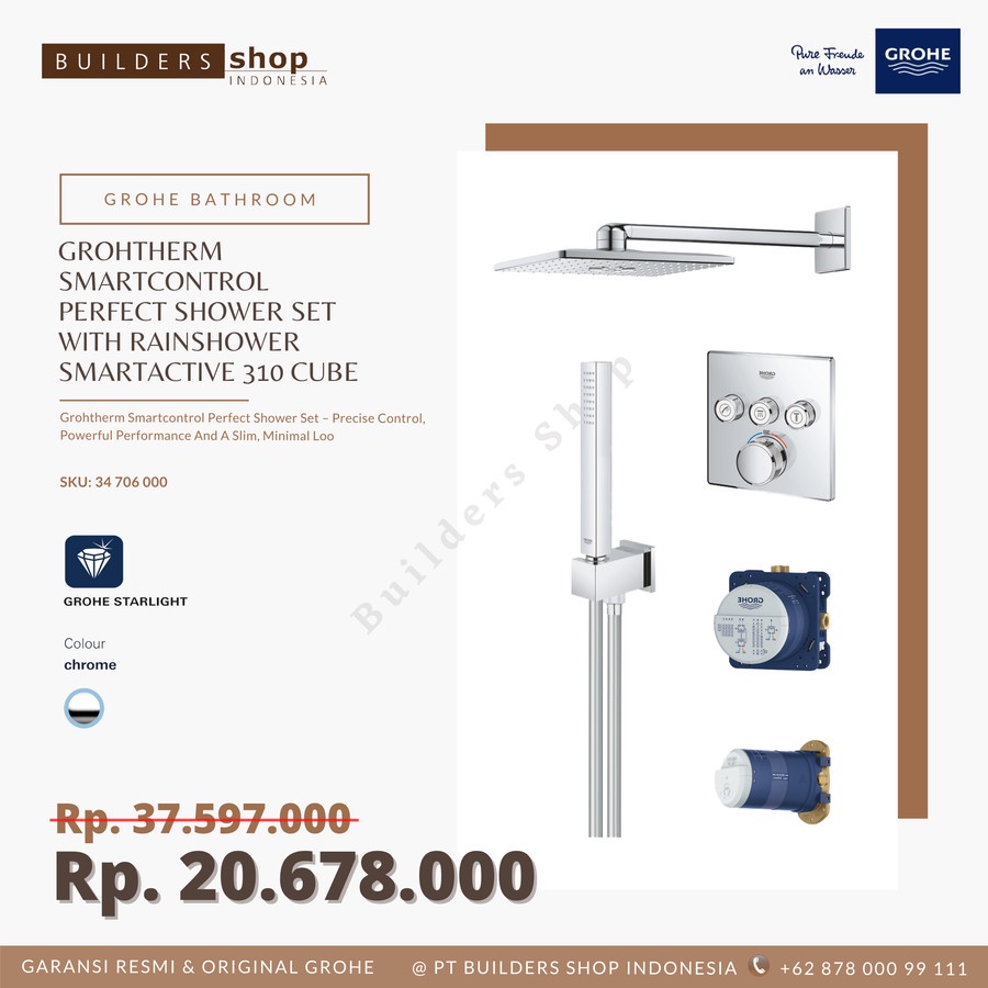 Jual GROHE 34706000 Grohtherm Smartcontrol Cube Perfect Shower System