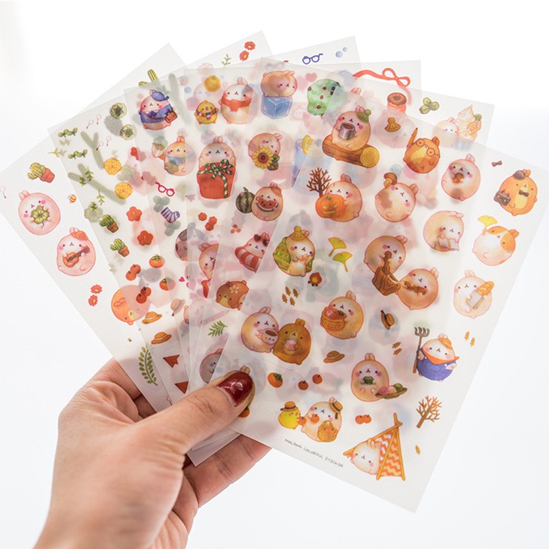 Molang Colorful Diary Deco Stickers / Sticker Hiasan Buku