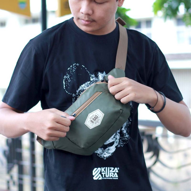 Bos - Waistbag Tas Selempang Pria Salempang Distro Bahan Bimo Anti Air Waterproof