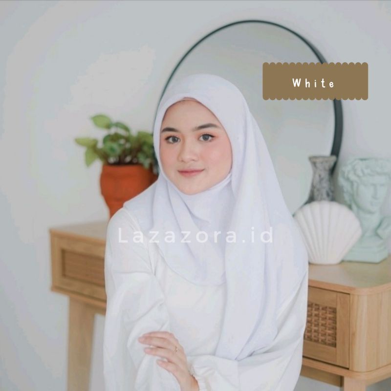 Hijab Segiempat Paris Premium Original Jahit Tepi 115×115 Cm Murah Anti Nerawang Tebal Anti Letoy Anti Mleyot-White