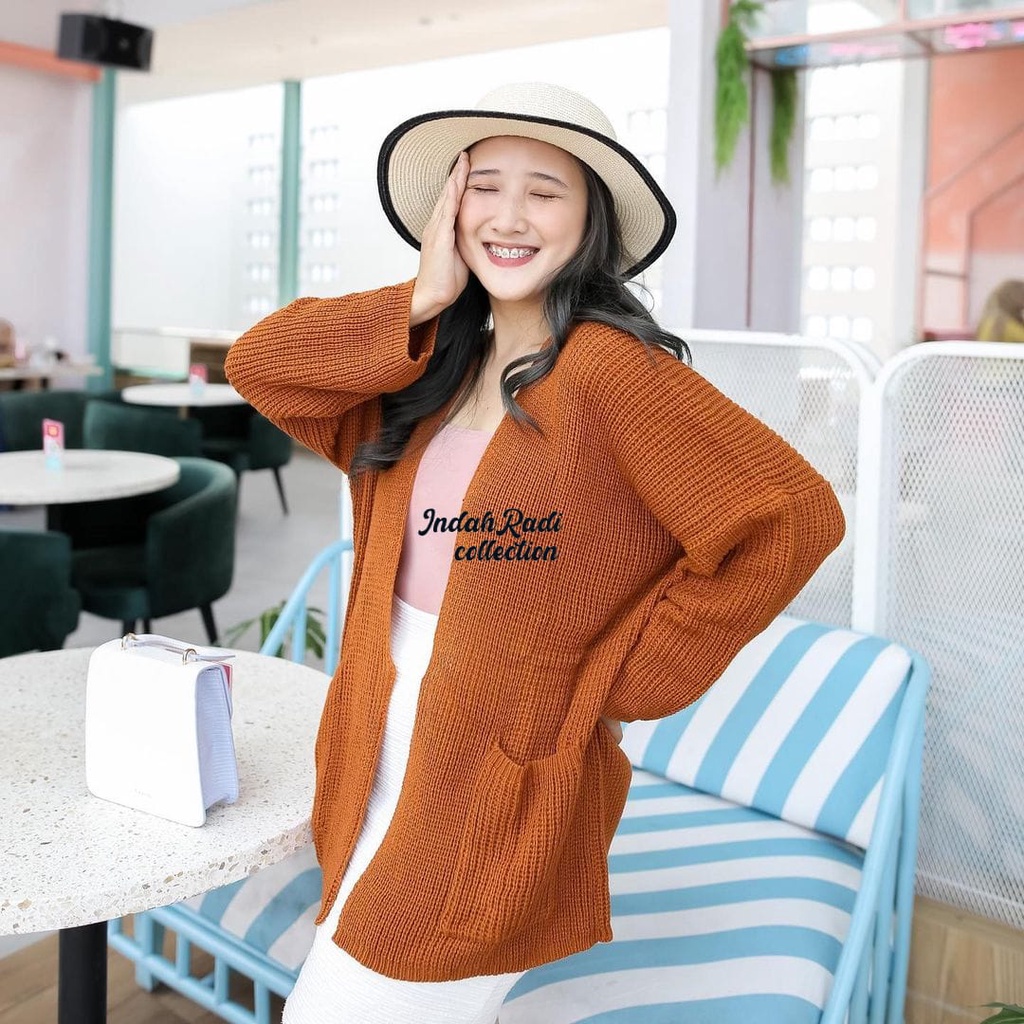 (REALPICT)LAVELA CARDIE KNIT TEBAL 7GET OVERSIZE CABLE ATASAN WANITA