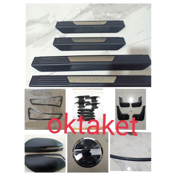 paket lengkap hemat Almaz hitam chrome garnish outer handle tank cover spion mudguard sillplate