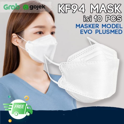 Masker Kf94 4Ply 4 ply korea Convex 4D Hitam Putih merah abu pink biru isi 10 pcs