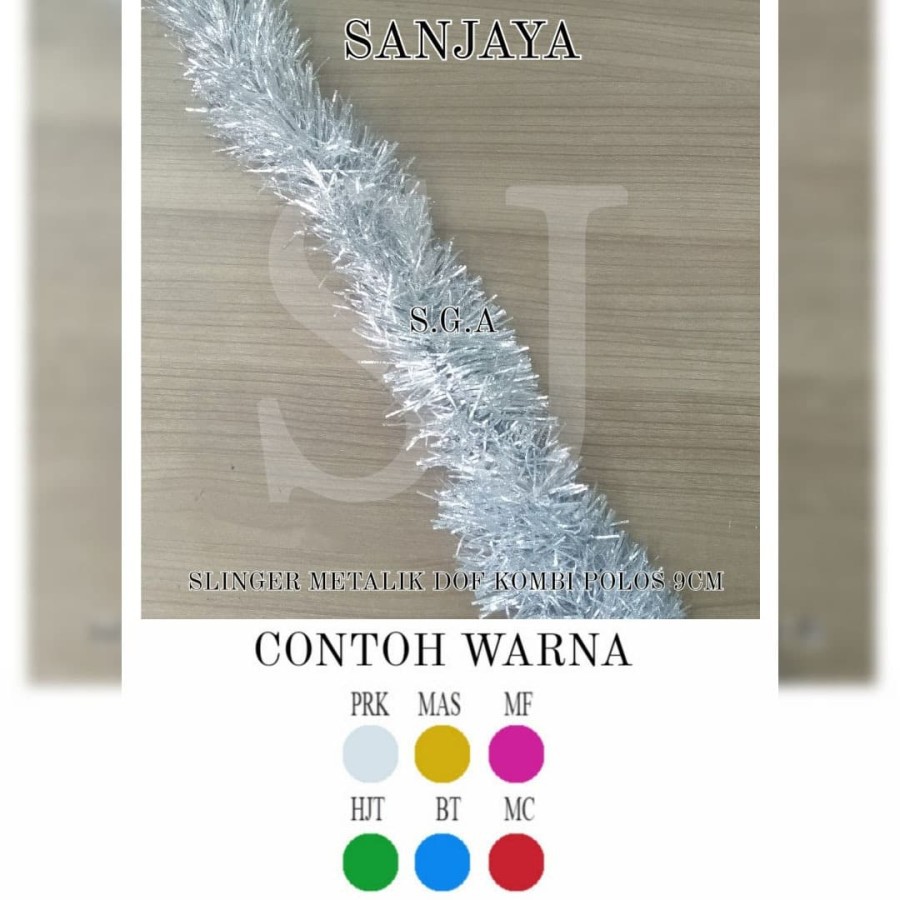 Slinger / Tinsel / Rumbai Hiasan Pohon Natal Warna Warni / Garland Tinsel / Slinger Metalik Dof Polos 9Cm