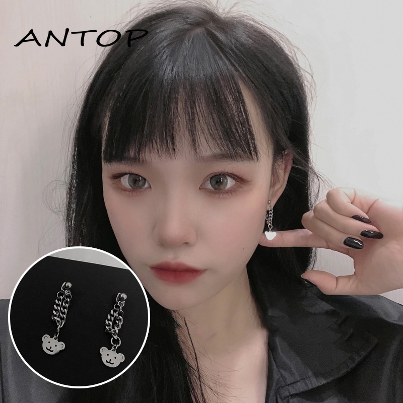 Hip Hop Anting Rantai Desain Beruang Gaya Untuk Wanita Aksesoris Fashion  ANTOP