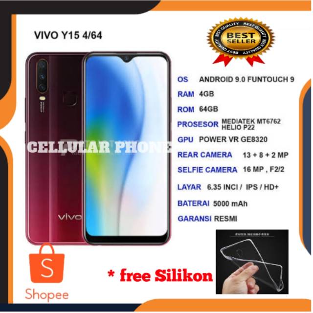 Vivo y15 Ram 4/64 GB Handphone Termurah Dengan Batrei Besar 5000 triple kamera