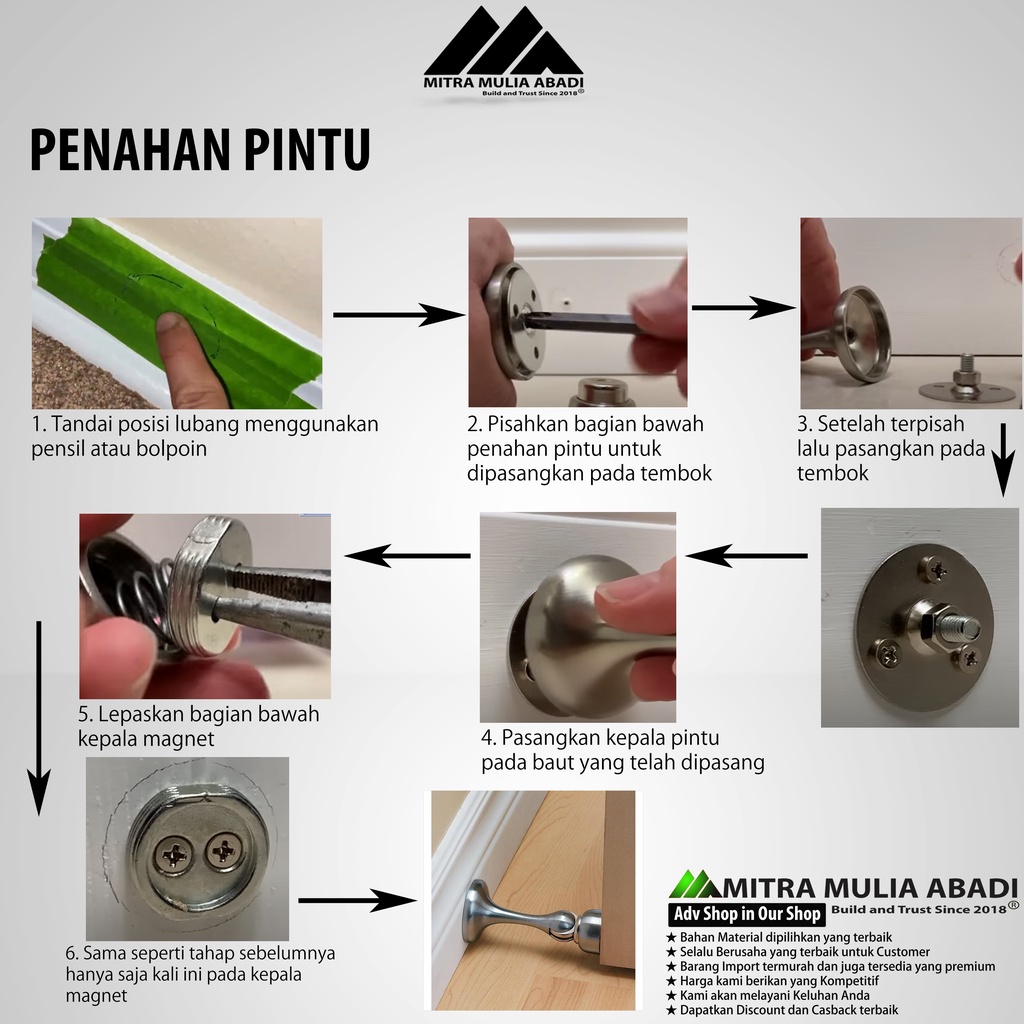 Door Stop Stainless l Magnet Penahan Pintu l Pengganjal Pintu