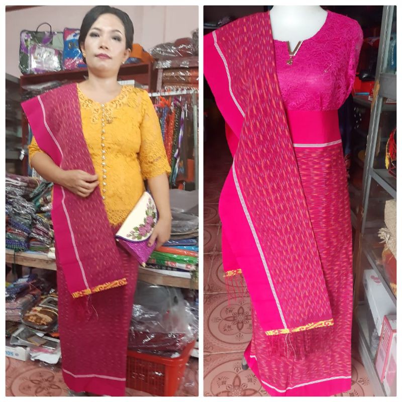 SONGKET HARUNGGUAN TENUN TANGAN TARUTUNG BENANG 100 SARUNG PESTA ADAT BATAK BAWAHAN KEBAYA PINK