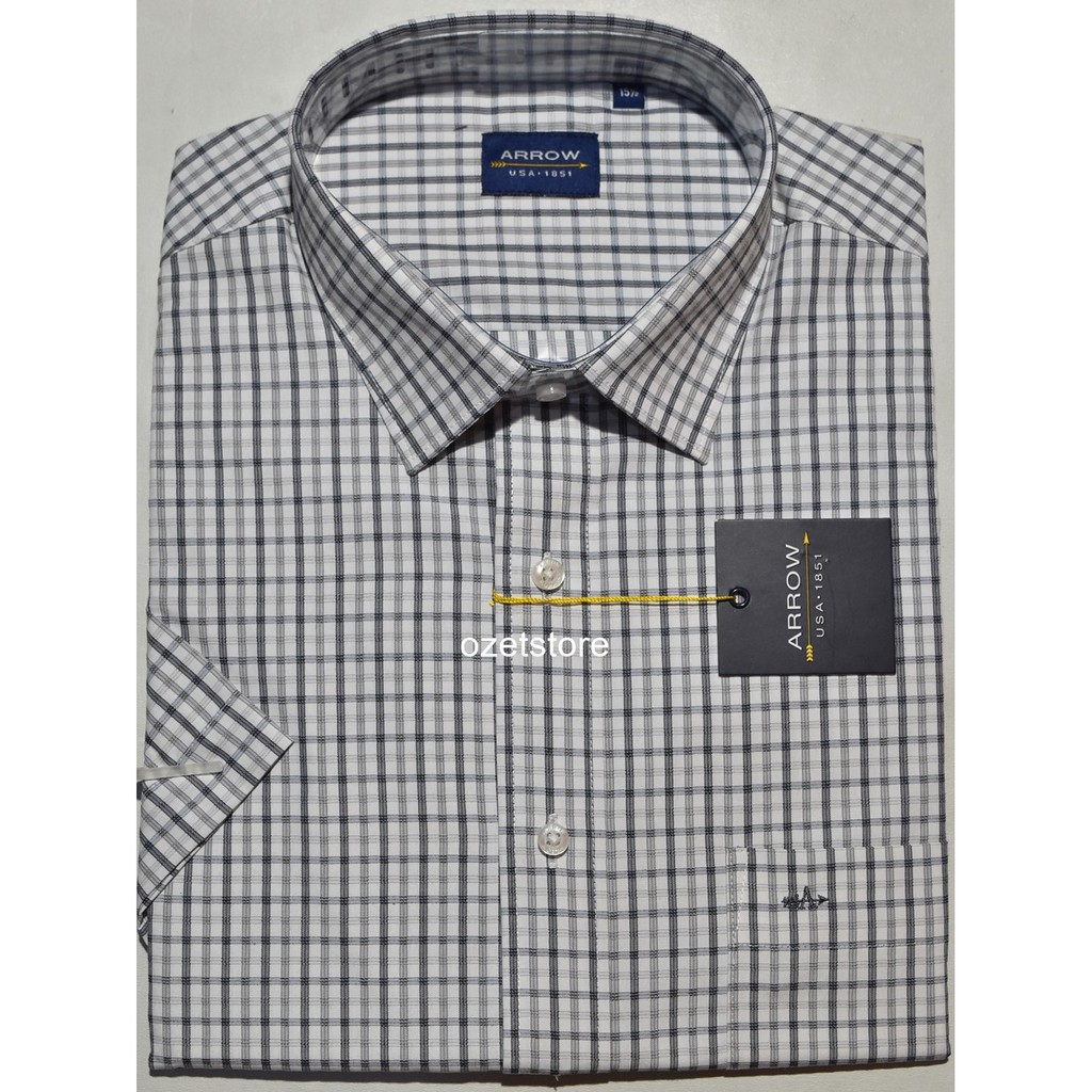 Kemeja Pria Formal Lengan Pendek ARROW Abu Motif Reguler CH01 ORI