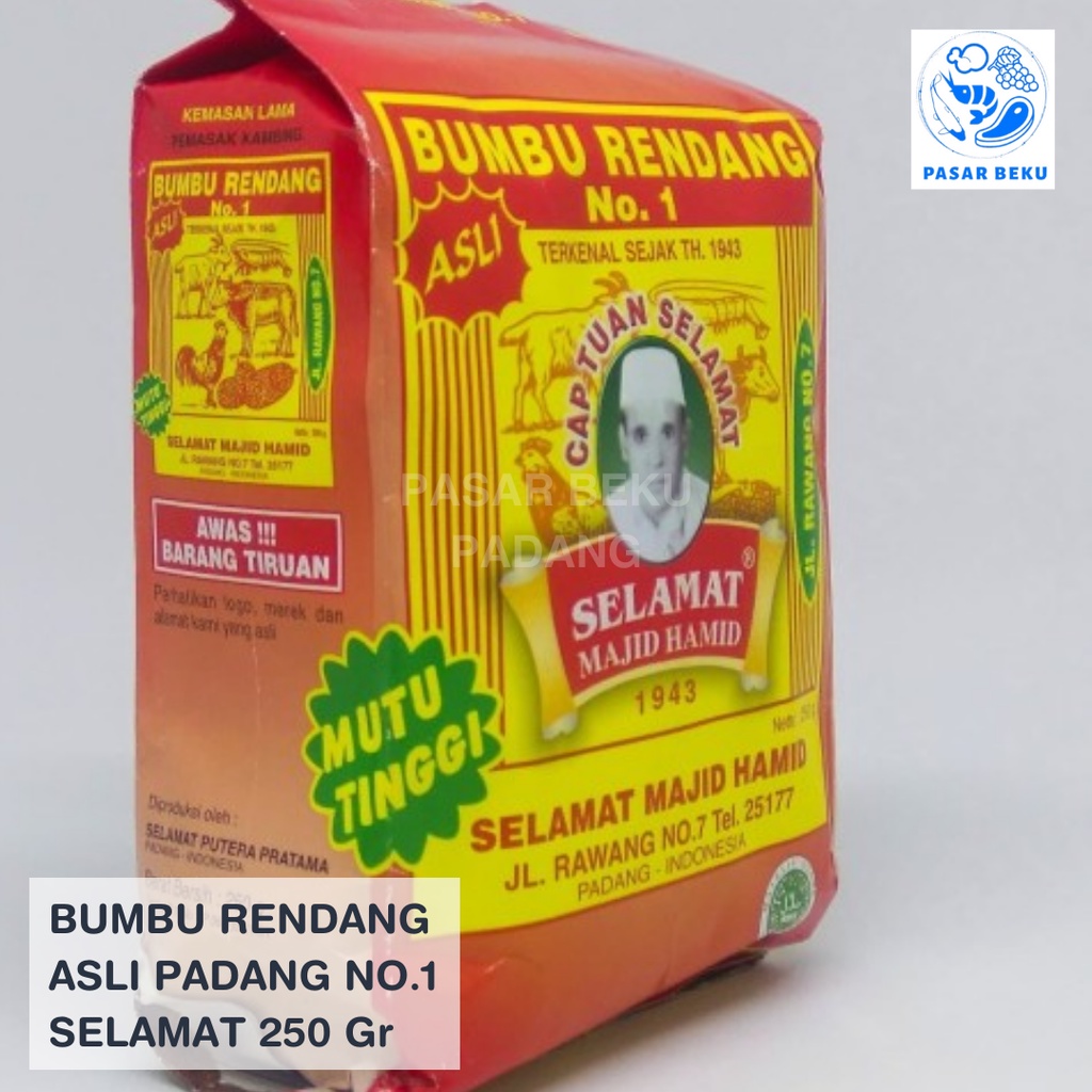 

Bumbu Rendang Randang Padang Minang Asli SELAMAT 250gr Bumbu Dapur Minang Instan Masak Pasar Beku Padang