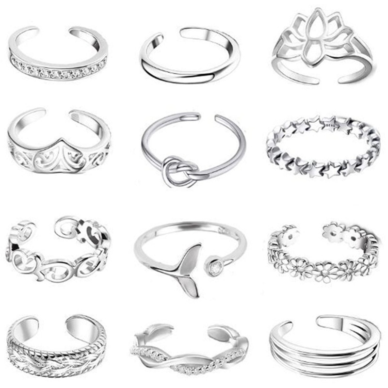 Fancyqube Cincin Kaki Model Terbuka Adjustable Bentuk Hati Gelombang Untuk Wanita