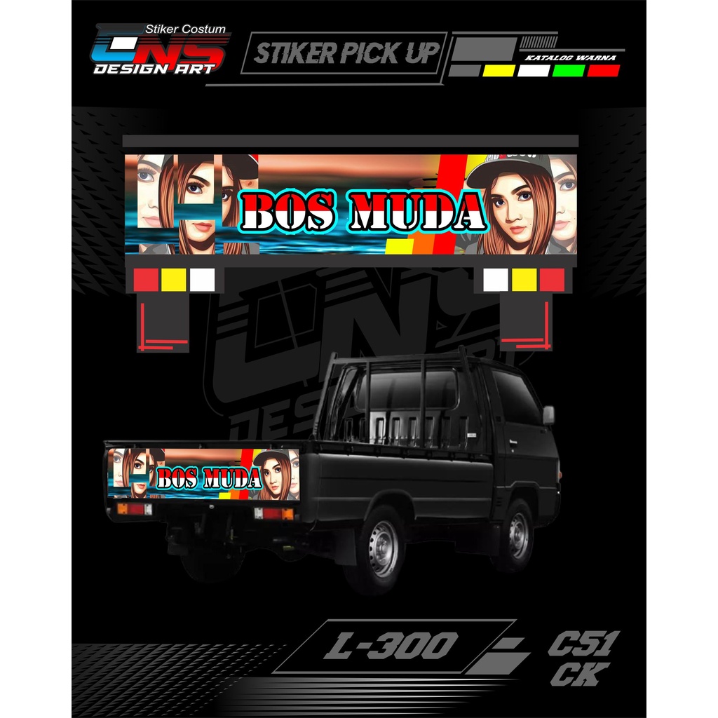 Stiker pintu belakang L-300/carry new/carry ts 120cc/grandmax Bahan nyala Stiker decal Pintu belakan
