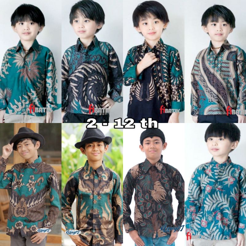 BAJU BATIK ANAK COWOK LENGAN PANJANG WARNA HIJAU IJO TOSKA BOTOL