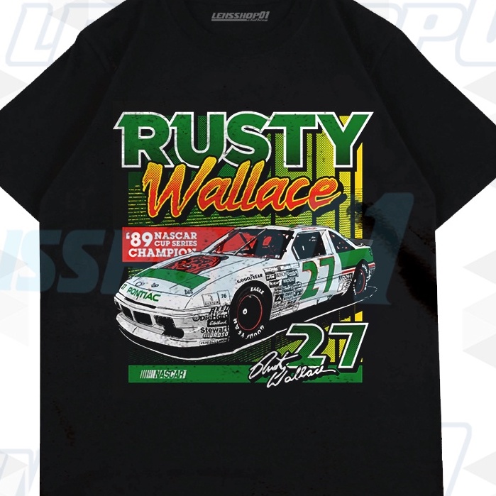 PREMIUM TSHIRT NASCAR RUSTY WALLACE BLACK VINTAGE TEE BOOTLEG, KAOS NASCAR RUSTY WALLACE PREMIUM