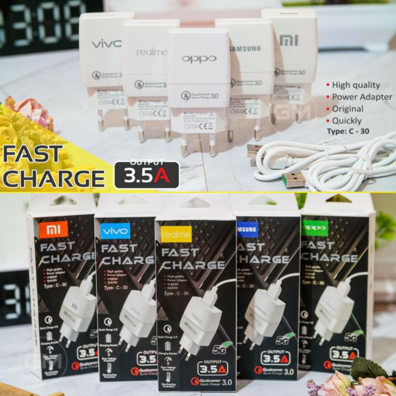 TC TRAVEL CHARGER BRAND C-30 MICRO USB/V8 SINGLE PORT 3.5A QUALCOM QUICK CHARGE 3.0 FAST CHARGING