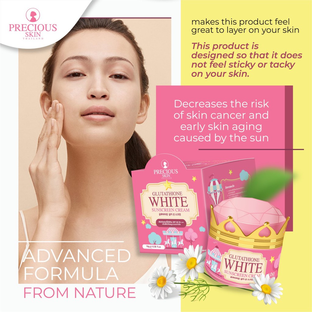 Extra Pure GLUTATHIONE SUNSCREEN CREAM MUKA SPF 50 PEMUTIH MUKA WHITENING SUNBLOCK FOUNDATION