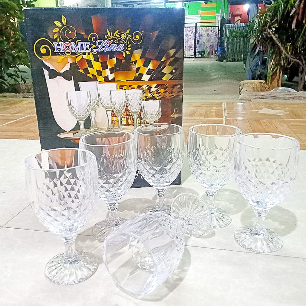 GELAS KACA KRISTAL SET OFF 6 PCS HOMELINE / MUG CANGKIR MINUM / GELAS ANTIK