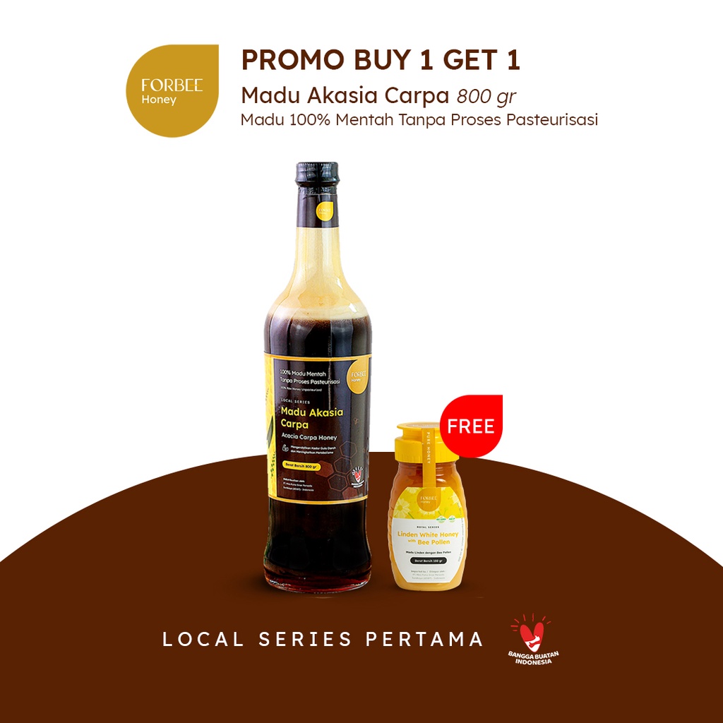 

Forbee Madu Akasia Carpa 800g Mentah Asli Tanpa Campuran Apapun [Free Royal Linden White Honey 150g]