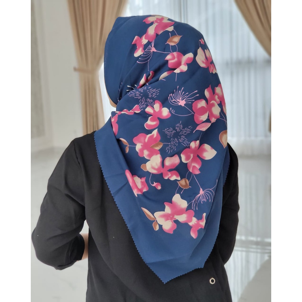 Hijab Segiempat Motip Voal Motif Terbaru Lasercut Hijab Segiempat Voal Motif Printing Kerudung Segiempat Voal Jilbab Segiempat Voal Motip,Kerudung Segiempat GROSIRR-M667 Navy