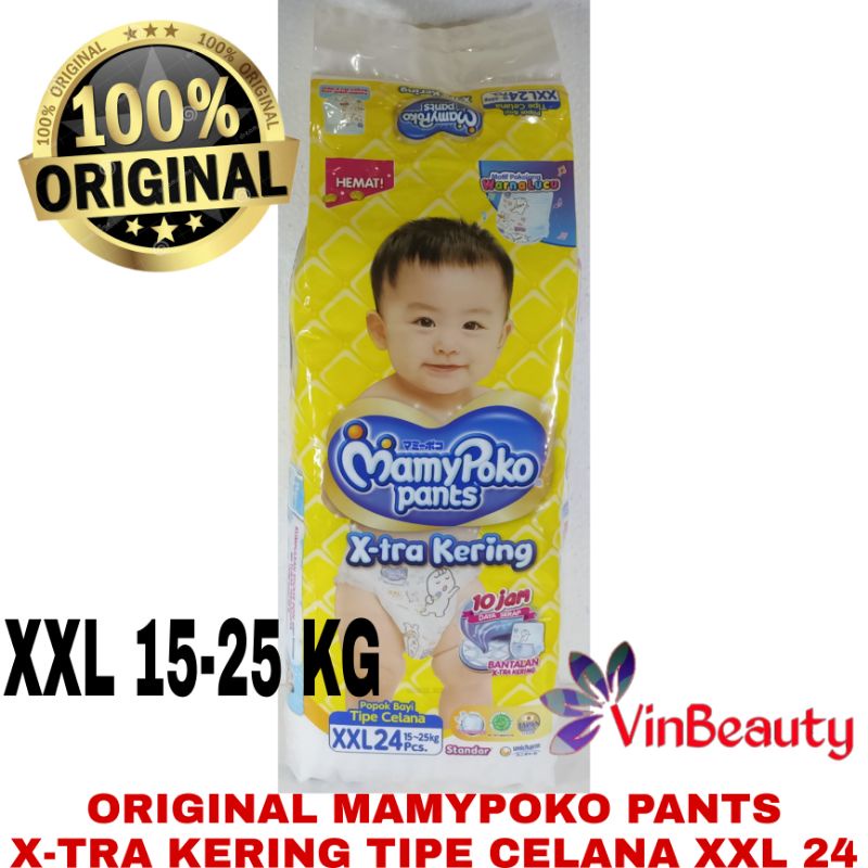 ORIGINAL MAMYPOKO PANTS X-TRA KERING XXL 24 POPOK BAYI TIPE CELANA XXL24