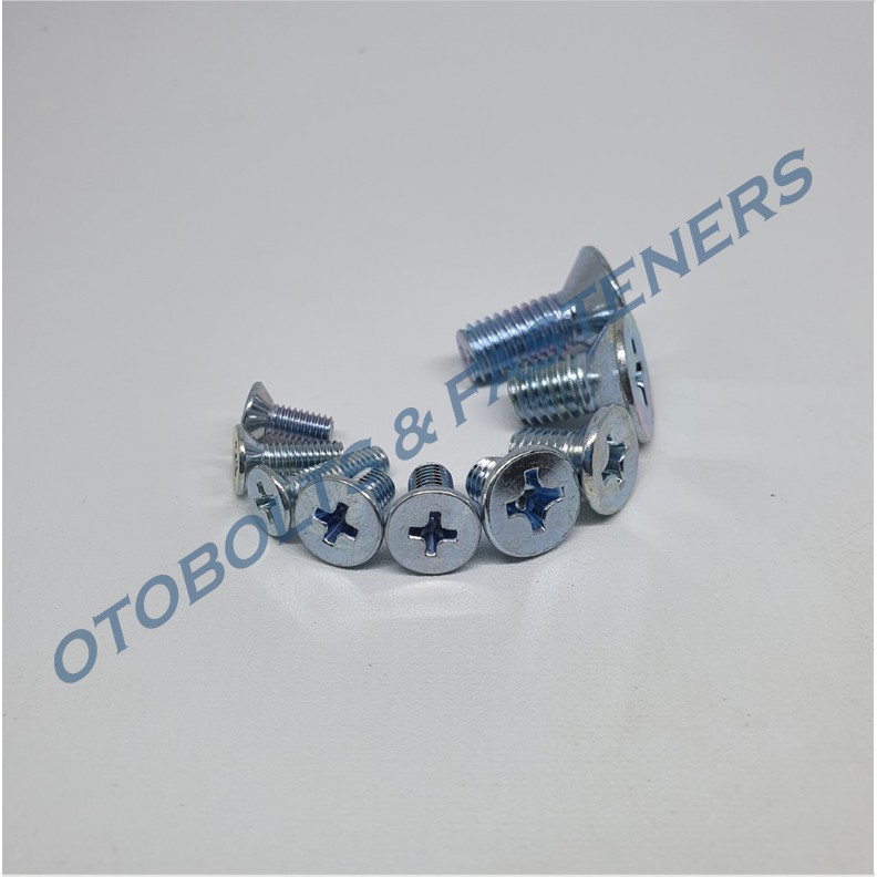 [ISI 100PCS] Baut JF 6 x 20 / Baut Obeng Plus KEPALA RATA / Baut JF M6