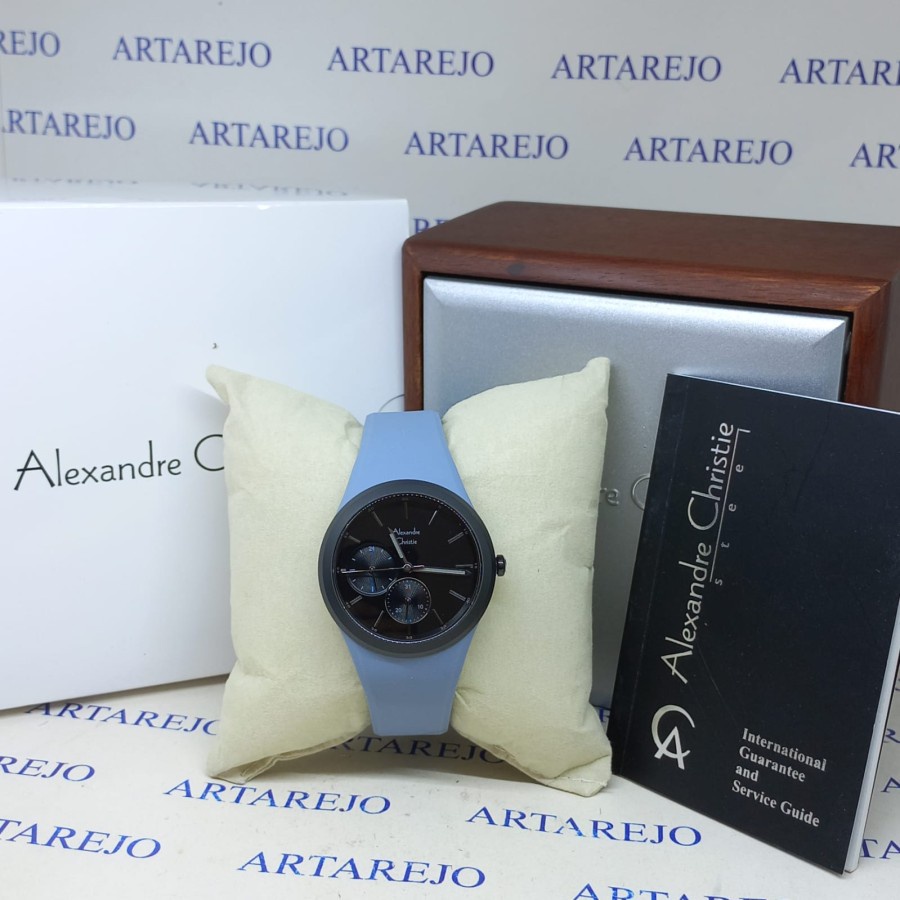 JAM TANGAN WANITA ALEXANDRE CHRISTIE AC 2663 SOFT BIRU HITAM ORIGINAL