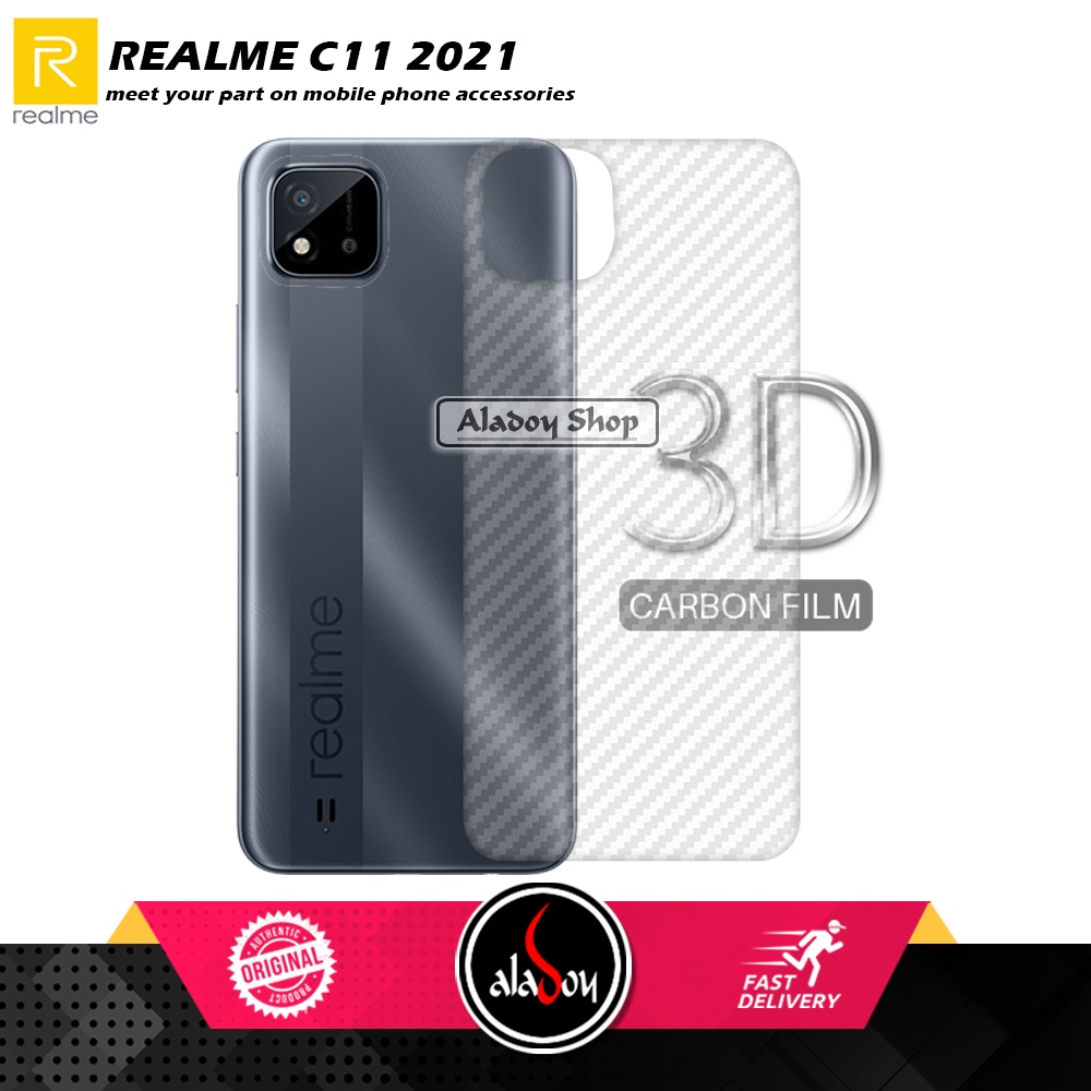 PAKET 3 IN 1 Tempered Glass Layar Realme C11 2021 Free Tempered Glass Camera dan Skin Carbon