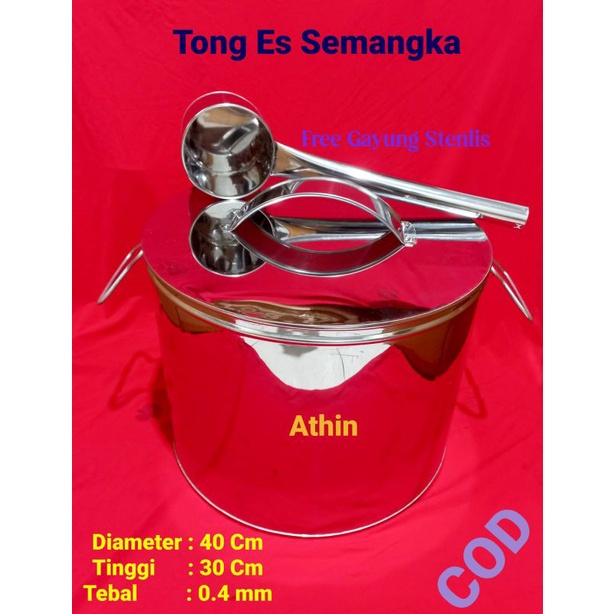 Tong Es Semangka India Dia. 40 cm + gayung/dandang es semangka/dandang es steinlist